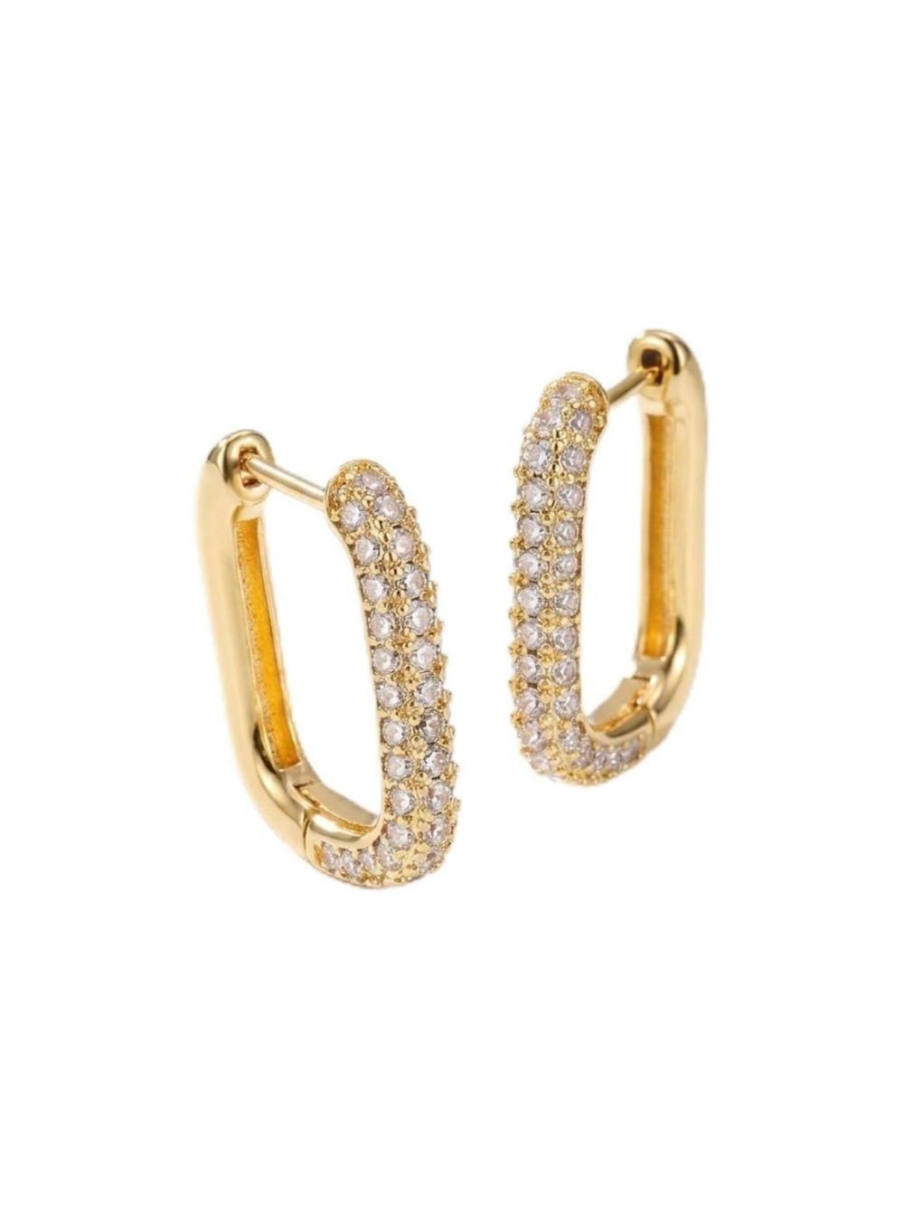 Luv AJ Pave Chain Link Huggie Hoop Earrings